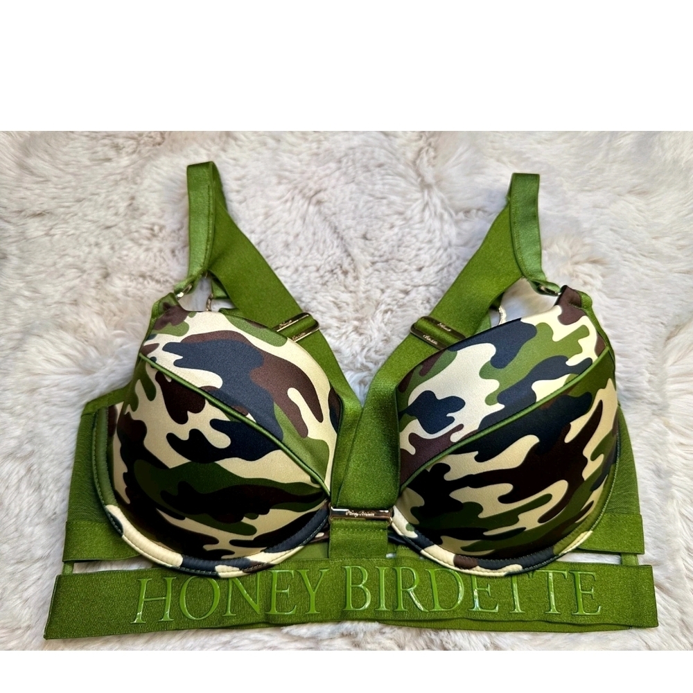 Honey Birdette Green Camo Lingerie Set 34DD/E Note I Have Diferent Size - Picture 4 of 9